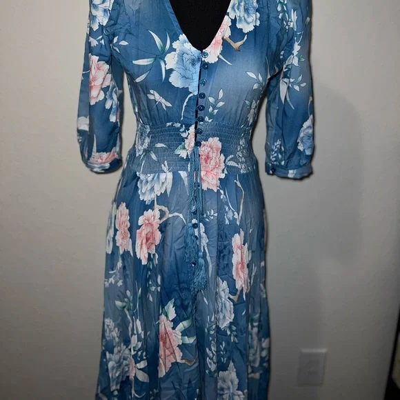 Jaase Blue Floral boho maxi Dress - Picture 3 of 10